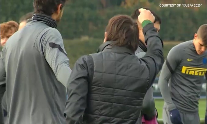 Inter, il buon umore in allenamento non manca. E Conte corre..