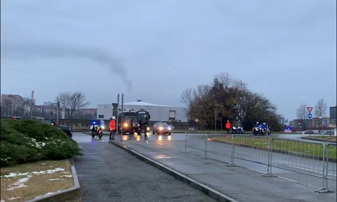 L’arrivo del pullman della Juventus