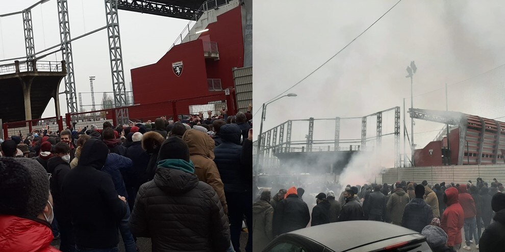 Torino, contestazione di oltre 300 tifosi granata davanti al Filadelfia