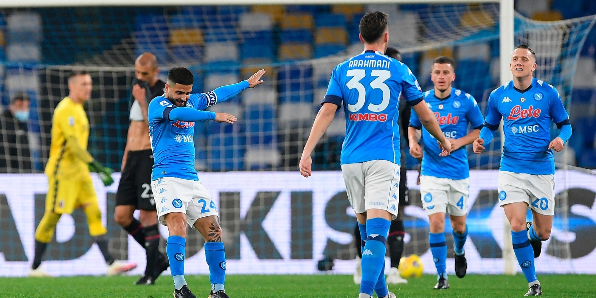 Che Napoli con Insigne e Osimhen! Il Bologna di Mihajlovic è battuto