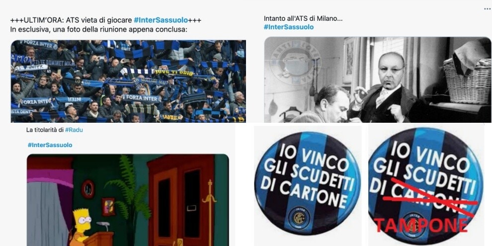Rinvio Inter-Sassuolo, meme e ironie sui social