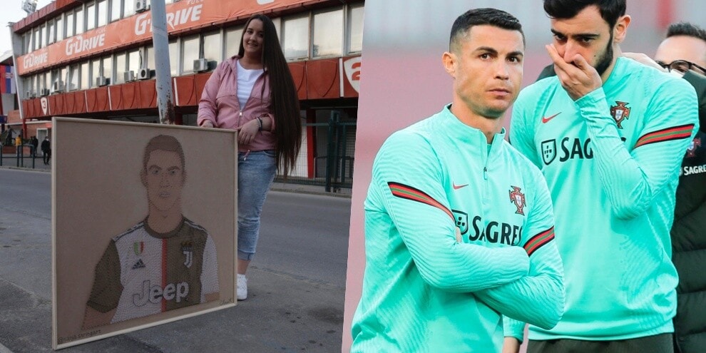 Cristiano Ronaldo, in Portogallo il quadro fatto da una tifosa