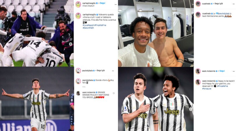 Juve, i giocatori festeggiano sui social: "Bentornato Dybala"