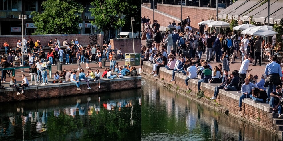 Assembramenti a Milano: Navigli presi d'assalto!