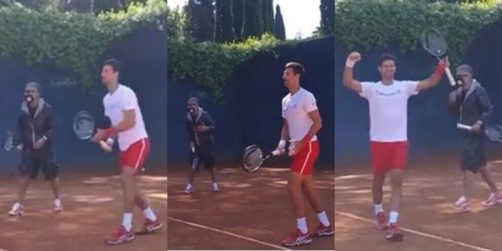 Djokovic e Fiorello: l'allenamento è in doppio