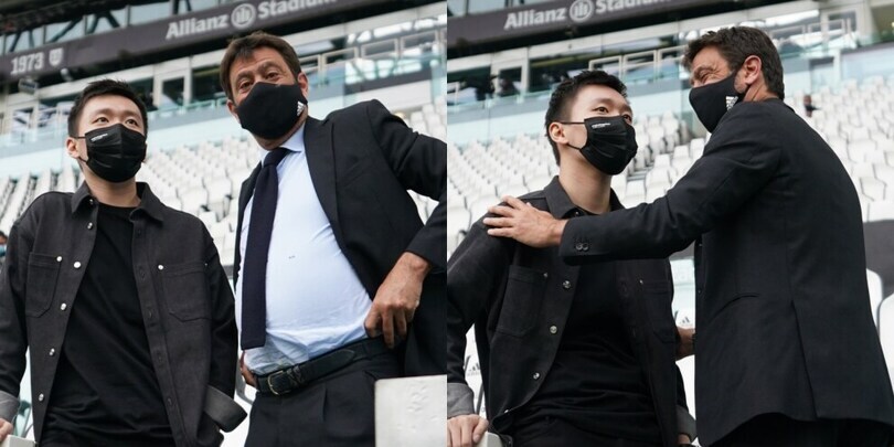 Juve-Inter, il saluto tra Agnelli e Steven Zhang