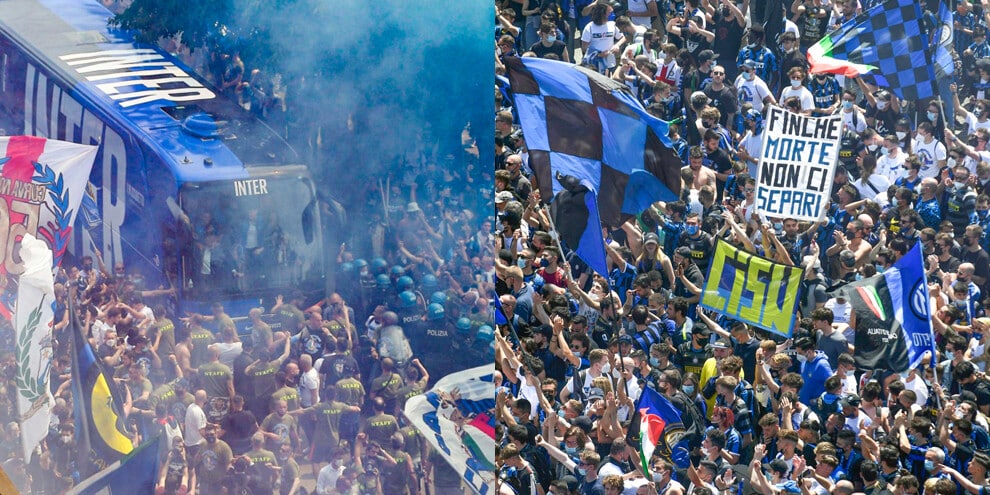 Inter, delirio dei tifosi a San Siro per la festa scudetto