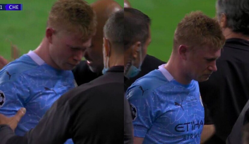 Champions, De Bruyne esce in lacrime dopo un brutto scontro