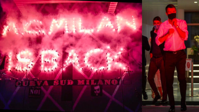Milan, i tifosi festeggiano la Champions: torciata per la società