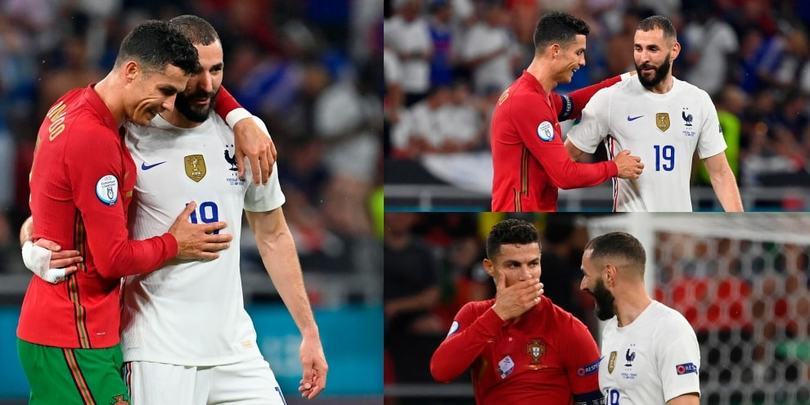 Ronaldo e Benzema, sorrisi e abbracci in campo