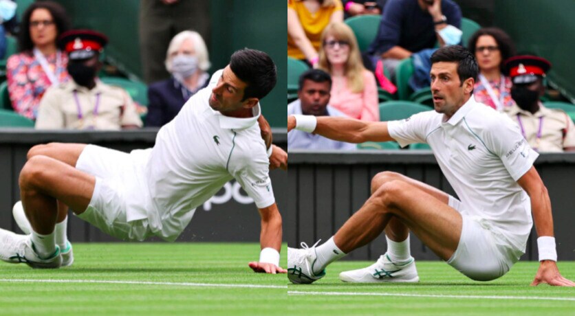 Djokovic, brutta caduta al debutto a Wimbledon
