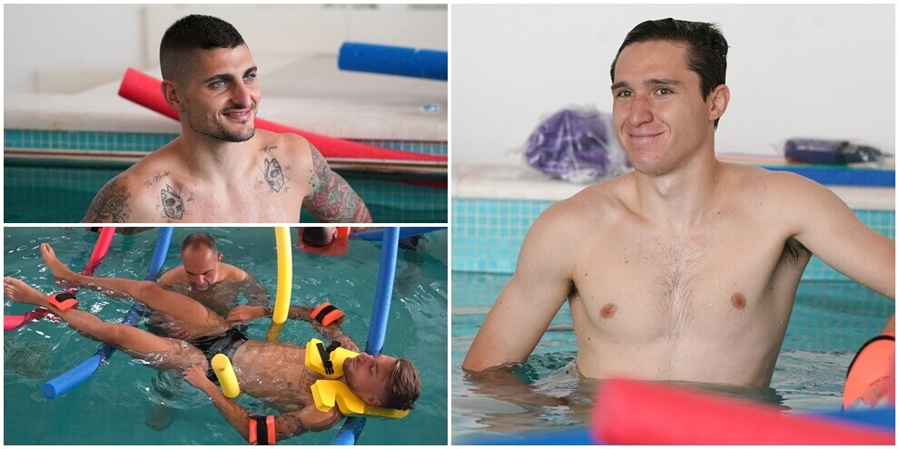 Euro2020, relax in piscina per l'Italia dopo la vittoria sul Belgio