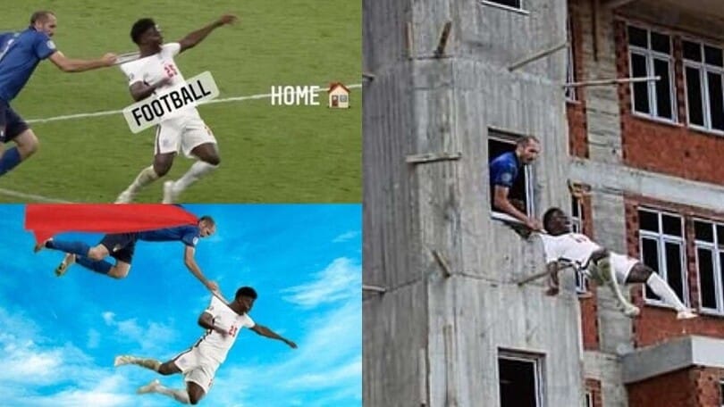 Chiellini-Saka, la trattenuta diventa virale: social scatenati