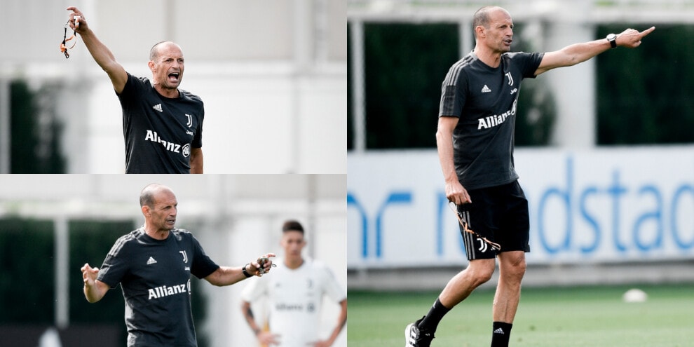 Allegri guida la Juve: protagonista in allenamento FOTO