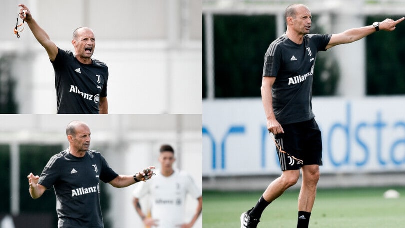 Allegri guida la Juve: protagonista in allenamento FOTO