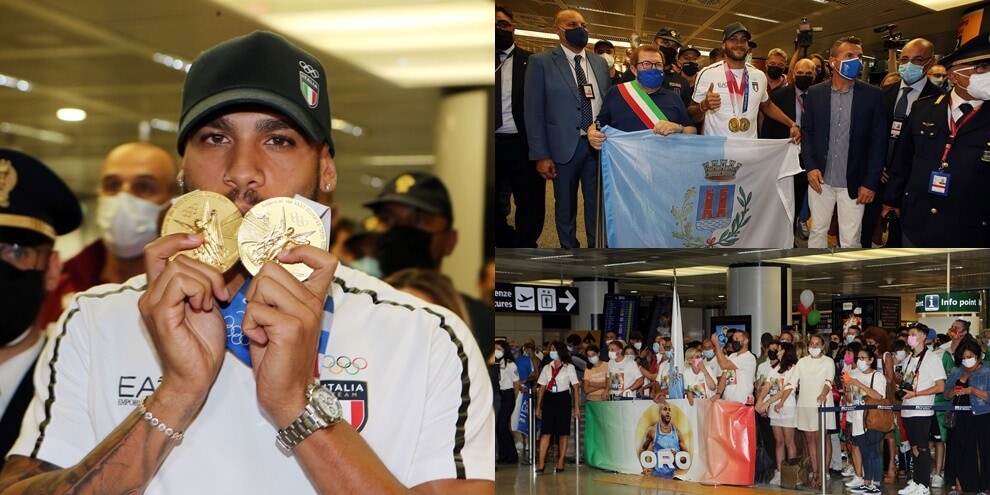 Jacobs mostra gli ori olimpici: accoglienza da star a Roma