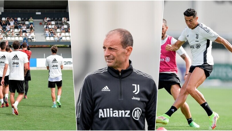 Juve, allenamento a porte aperte: Ronaldo in campo, poi si ferma