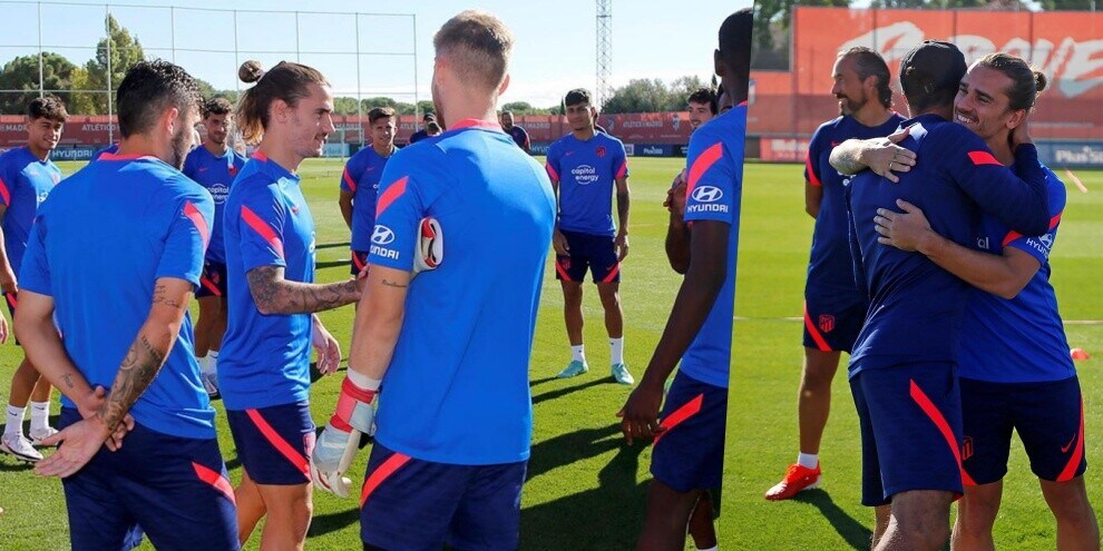 Griezmann, primo allenamento con l'Atletico: che abbraccio con Simeone!