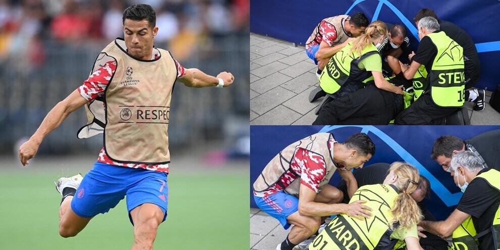 Cristiano Ronaldo manda ko una steward... con un tiro!