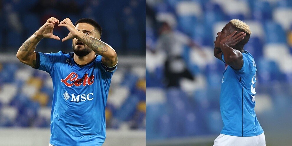 Osimhen e Insigne trascinano il Napoli: il Cagliari crolla 2-0