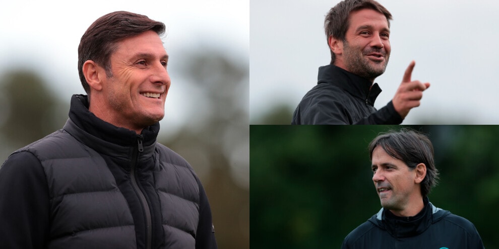 L'Inter di Inzaghi si allena sotto gli occhi di Zanetti e Chivu