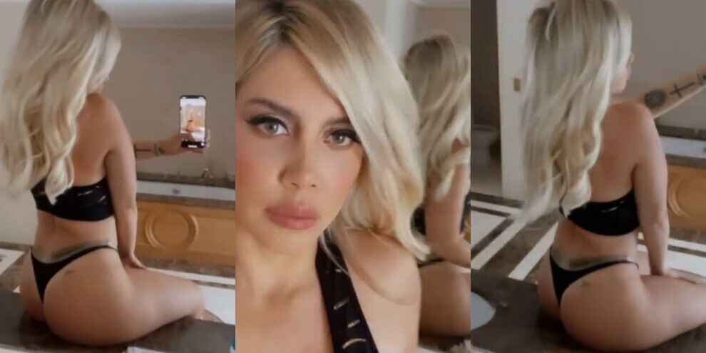 Lady Icardi in nero: il video dello shooting privato
