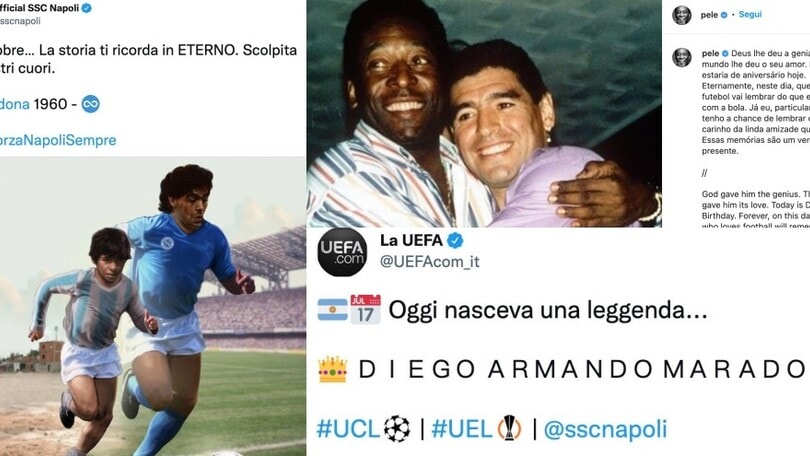 Maradona, da Pelé al Napoli: quanto affetto sui social