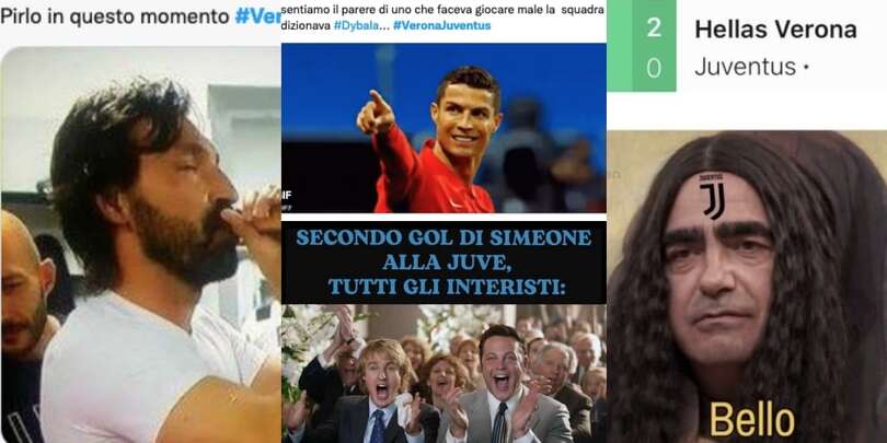Juve sconfitta a Verona: l'ironia dilaga sui social