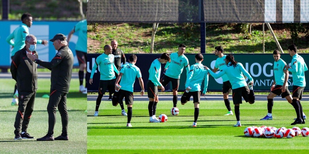 Portogallo, Ronaldo guida l'allenamento. Santos osserva