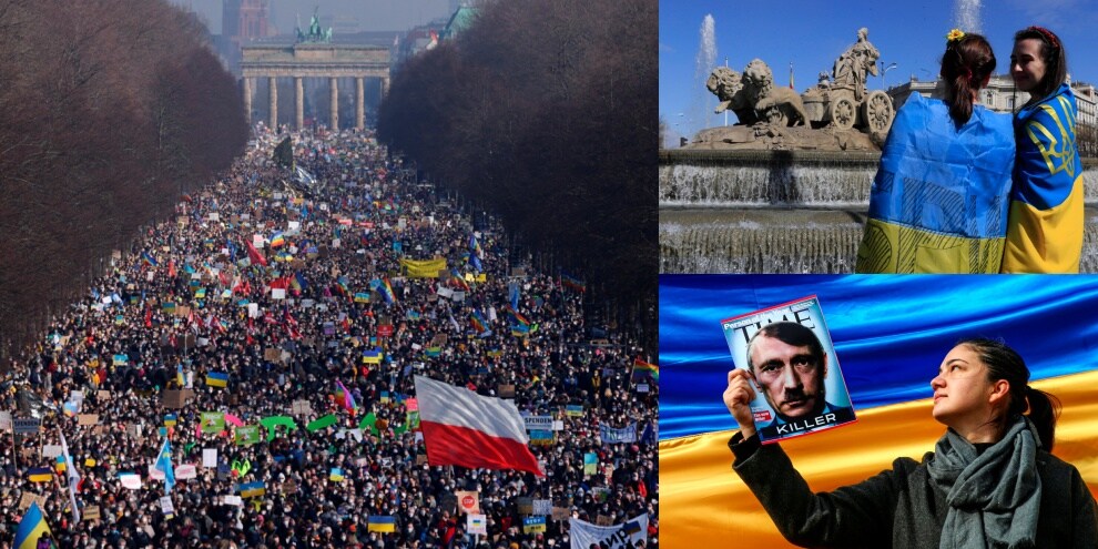 Il mondo scende in piazza per l'Ucraina: le manifestazioni da Berlino a Istanbul