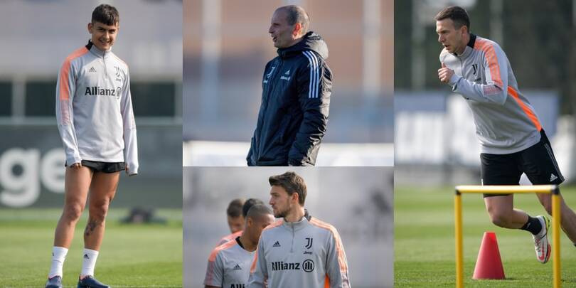 Juve, Allegri sorride: Dybala, Bernardeschi e Rugani in gruppo