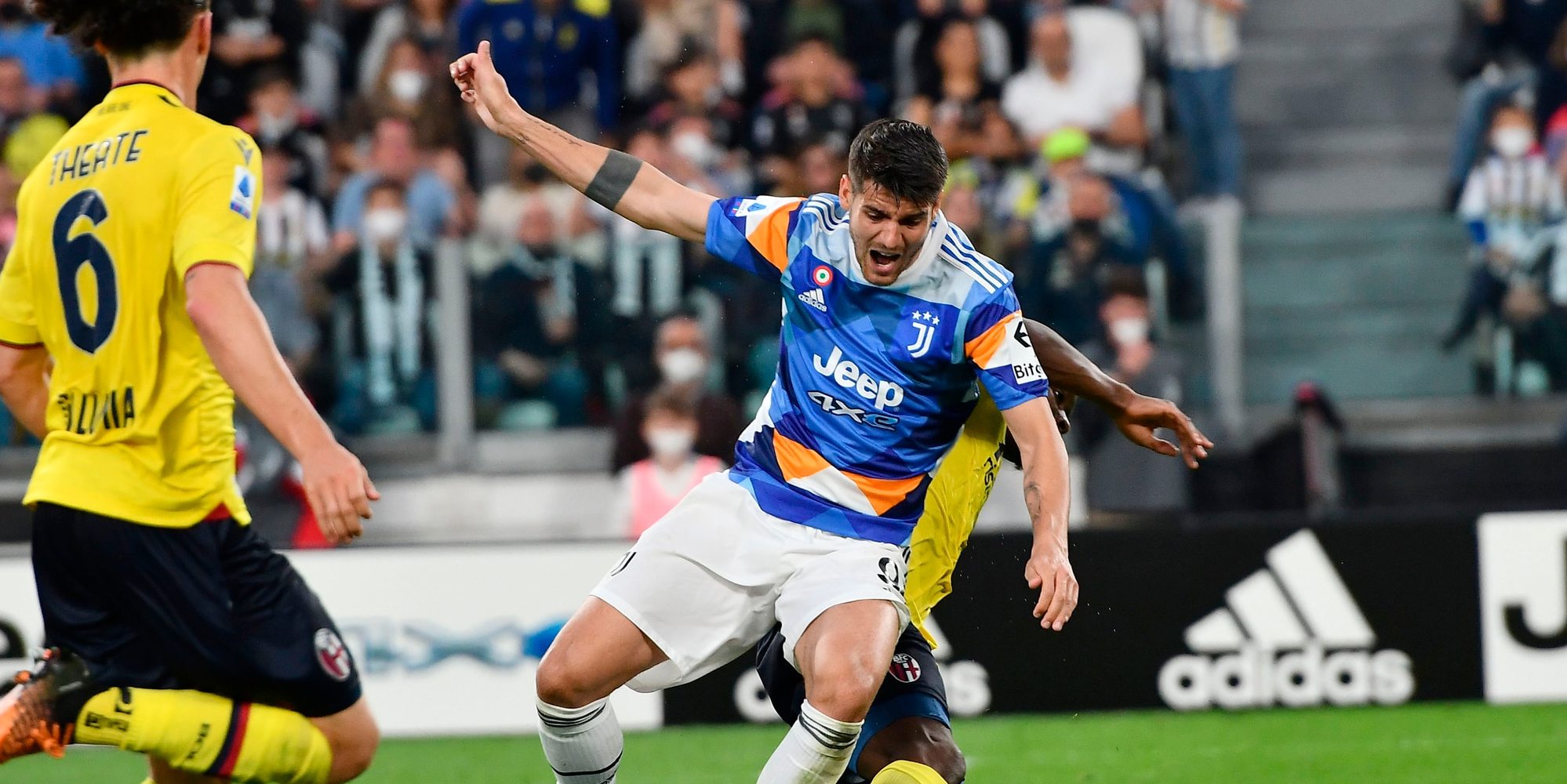 Moviola JuveBologna, contatto MorataSoumaoro lo spagnolo sembra in area