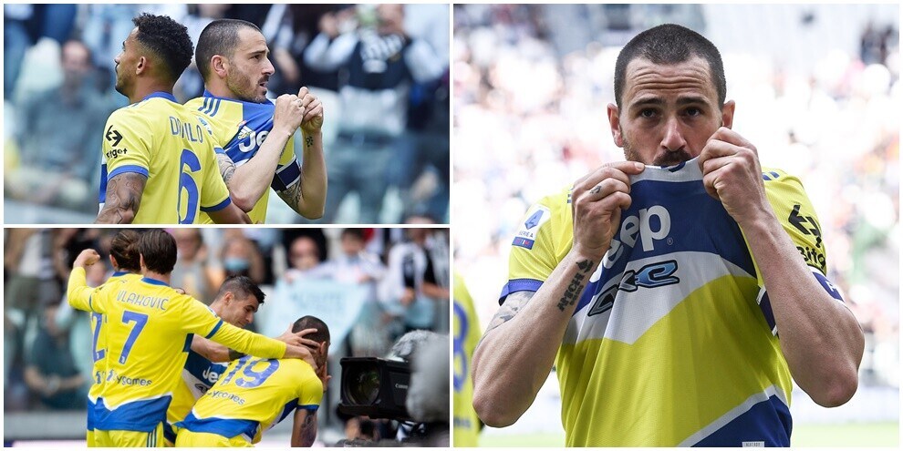 Bonucci, l'esultanza dopo i gol: dedica ai figli e un bacio per la Juve