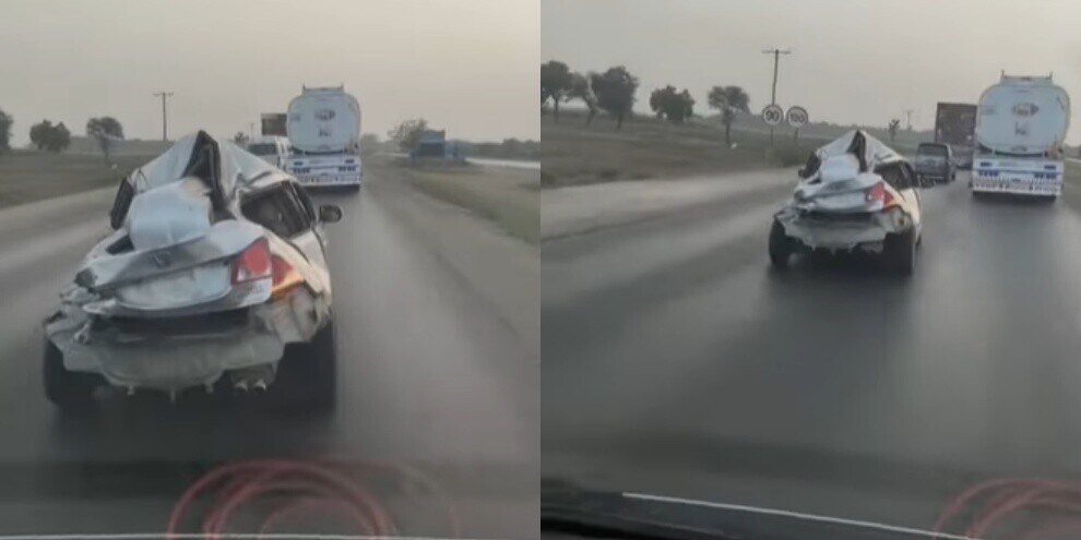 Circola tranquillamente su strada: ma l'auto è distrutta