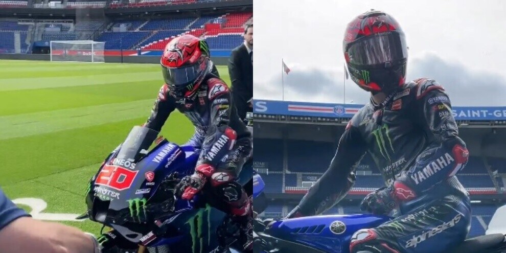 Quartararo, sgasata sulla Yamaha M1 alla festa del PSG!