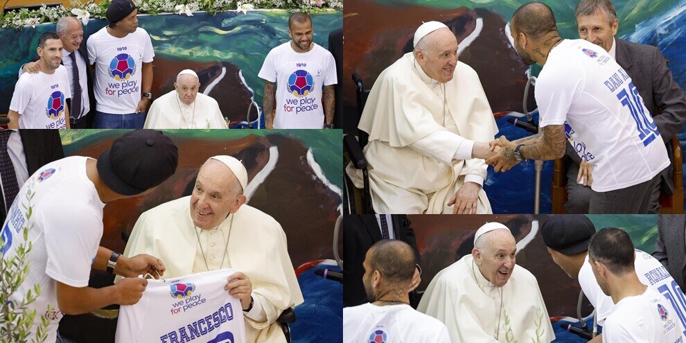 Dani Alves e Ronaldinho da Papa Francesco: che show a Roma