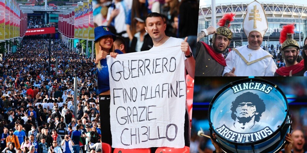 Wembley si riempie per Italia-Argentina: striscione per Chiellini