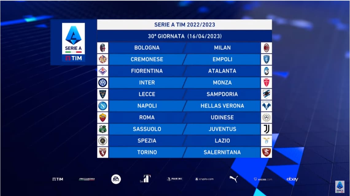 30 giornata serie a calendario