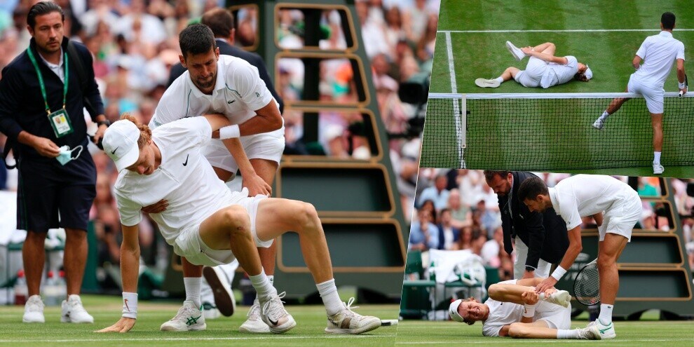 Djokovic, gesto da campione: aiuta Sinner e Wimbledon applaude