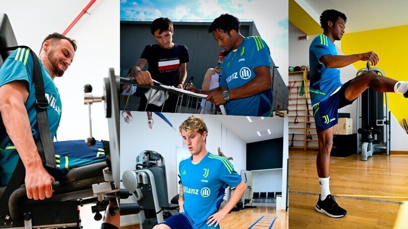 Test Juve e autografi per Gatti, Cuadrado e Rovella