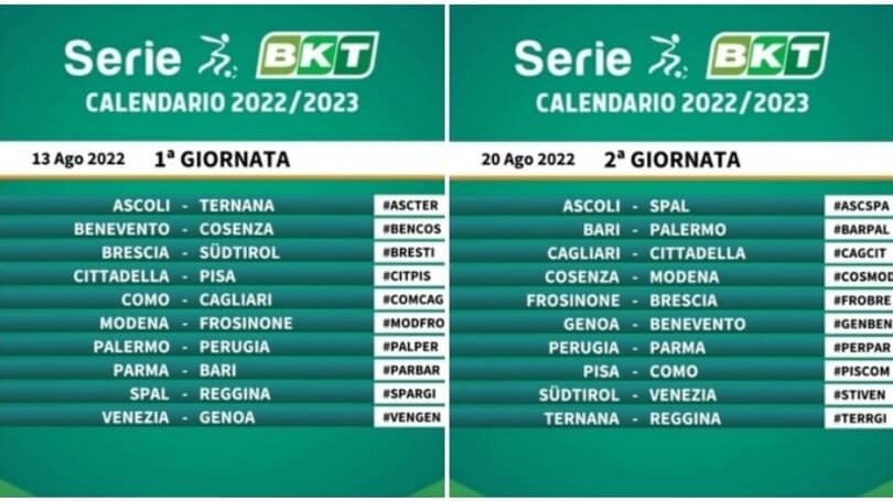 Serie B 2022-23, il calendario