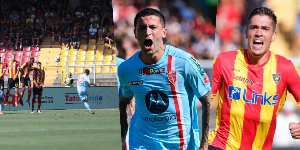 Che punizione di Sensi! Pari di Gonzalez, Lecce-Monza 1-1