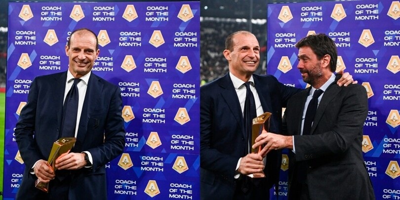 Agnelli emozionato premia Allegri prima di Juventus-Udinese