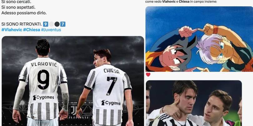 Vlahovic e Chiesa insieme in campo con la maglia della Juve e i tifosi festeggiano: "Finalmente"