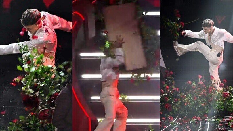 Sanremo, furia Blanco: devasta l’Ariston e il pubblico lo fischia