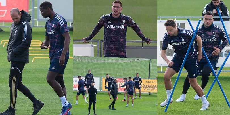 Juve-Friburgo, Pogba scalpita e parla con Allegri. Chiesa è carico