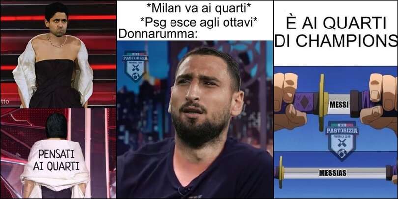 Champions, passano Messi...as e Milan, ciao Psg e Donnarumma: ironie social