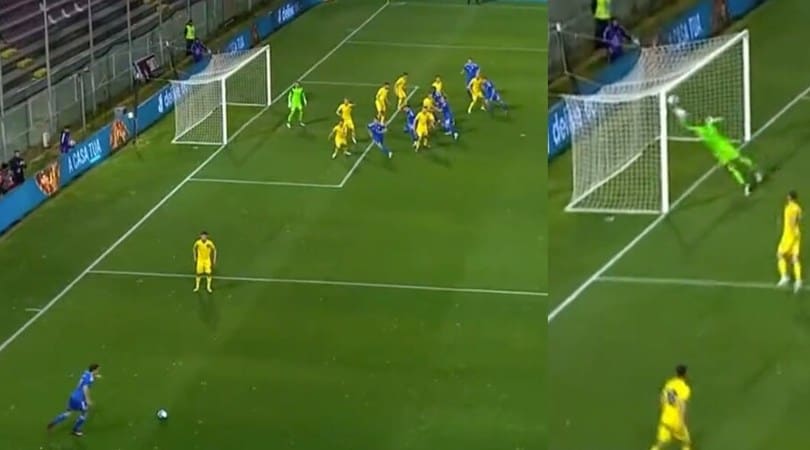 Fagioli, la punizione impossibile: palo clamoroso in Under 21