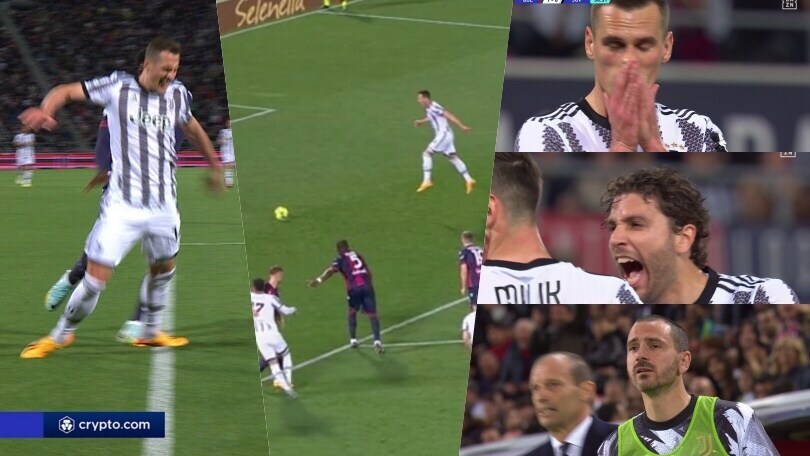 Rigore Juve, l'errore di Milik dal dischetto e la reazione dei compagni