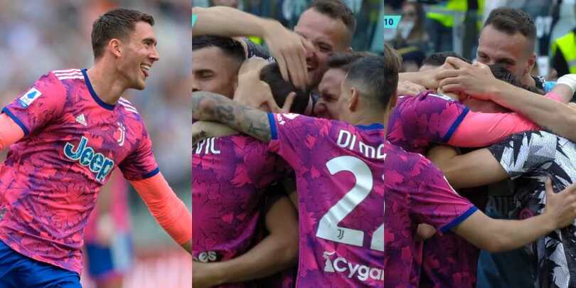 Vlahovic torna al gol: l'esultanza con i compagni e il bacio di Gatti